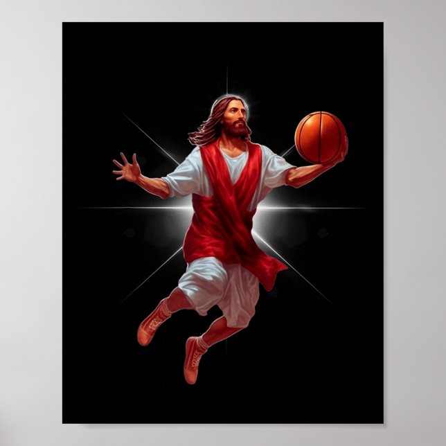 Not Today Satan Jesus Funny Slam Holy Dunk Basketb Poster (Front)