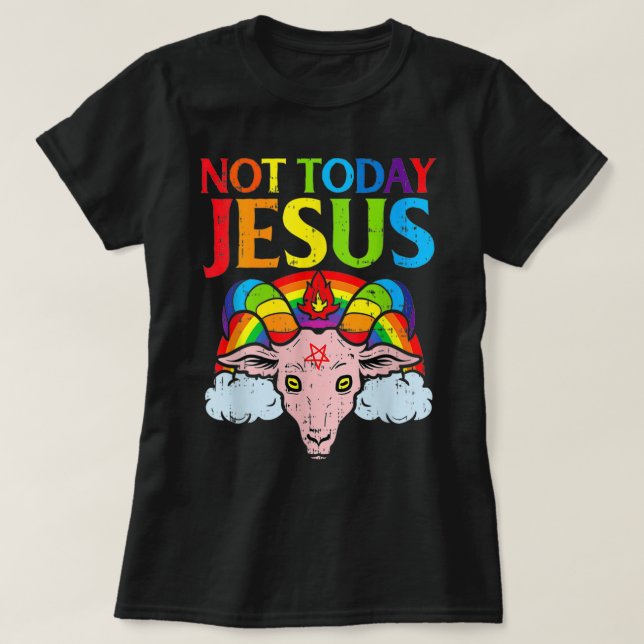 Not Today Satan Jesus vs Satan in Basketball T-Shi T-Shirt (Design Front)