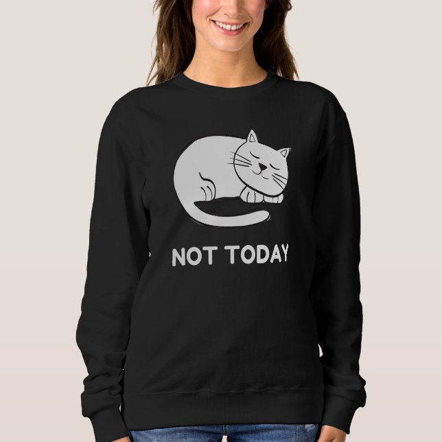 Not Today Sleeping Cat Lazy Novelty Starry Night Sweatshirt (Front)