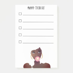 Not Today, To Do Checklist, Black Woman, Bubblegum Post-it Notes