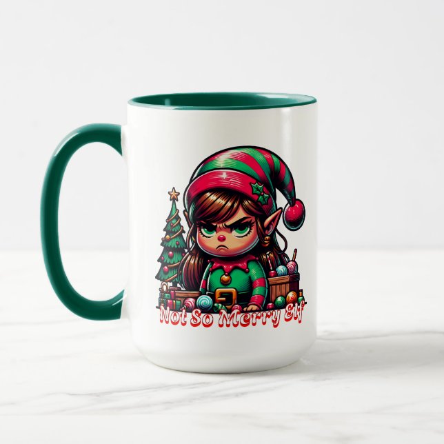 Not Very Merry Christmas Elf | Funny Personalised Mug (Left)