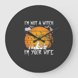 Not Witch Wife Halloween Sunset Cauldron_1 Large Clock