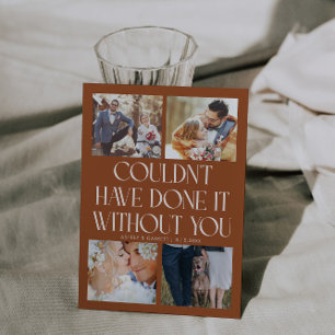 Not Without You Wedding 4-Photo Terracotta Thank You Card