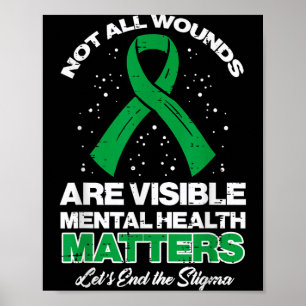 Not Wounds Visible Mental Health Aware Men Women Poster