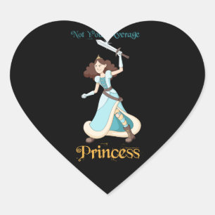 "Not Your Average Princess" Warrior Girl Heart Sticker