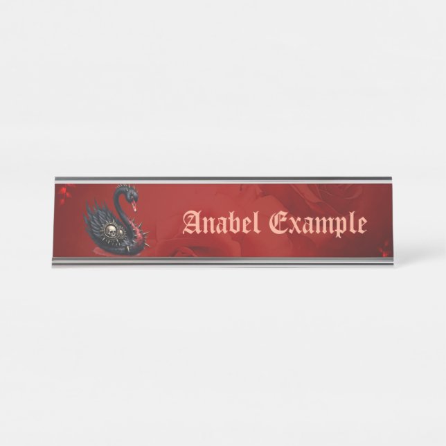 Not Your Average Swan – Spikes, Skulls & Sass.  Desk Name Plate (Front)