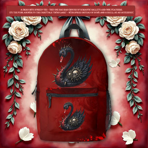 Not Your Average Swan – Spikes, Skulls & Sass. Printed Backpack