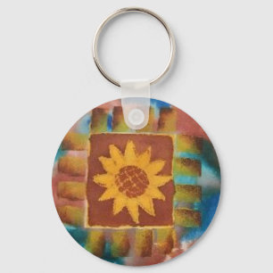 Not Your Granny's Sunflower Quilt Square Key Ring