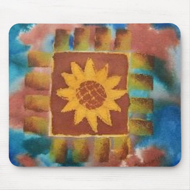 Not Your Granny's Sunflower Quilt Square Mouse Mat (Front)