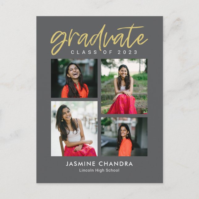 Notably Cool Editable Color Graduation Postcard (Front)