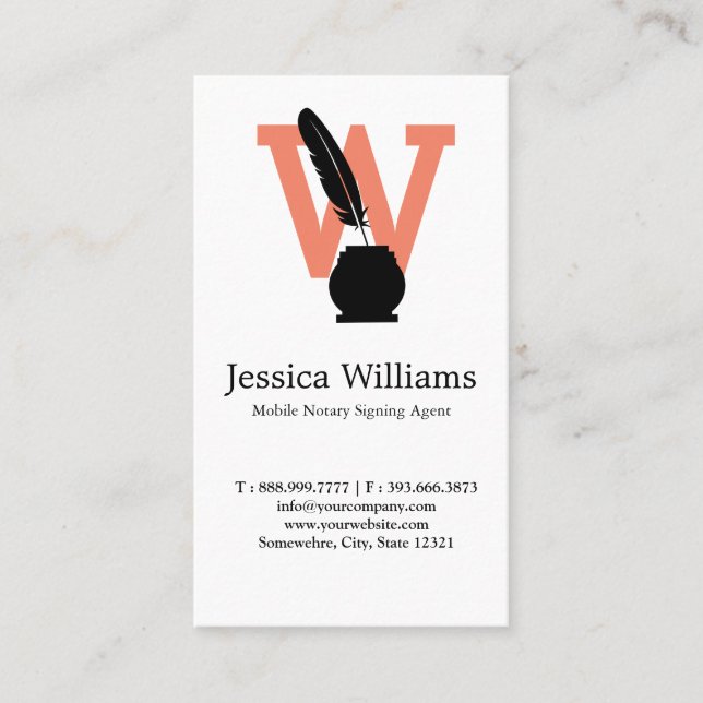 Notary Agent Custom Logo Public Elegant  Business Card (Front)