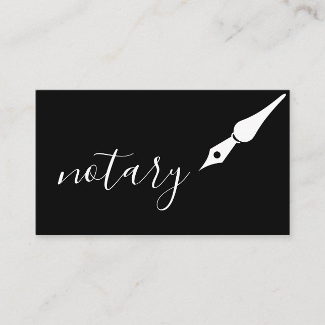 Notary Agent Pen Logo Freelance Calligraphy Writer Business Card (Front)