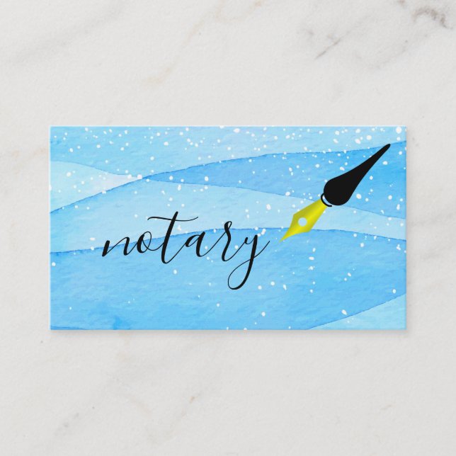 Notary Agent Pen Logo Freelance Calligraphy Writer Business Card (Front)