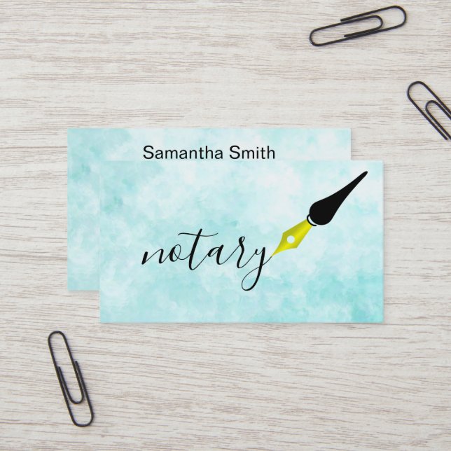 Notary Agent Pen Logo Freelance Calligraphy Writer Business Card (Front/Back In Situ)