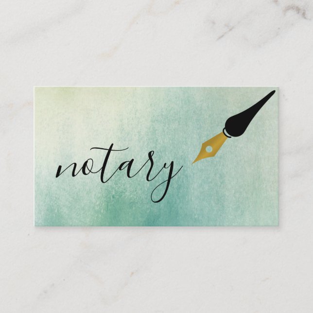 Notary Agent Pen Logo Freelance Calligraphy Writer Business Card (Front)