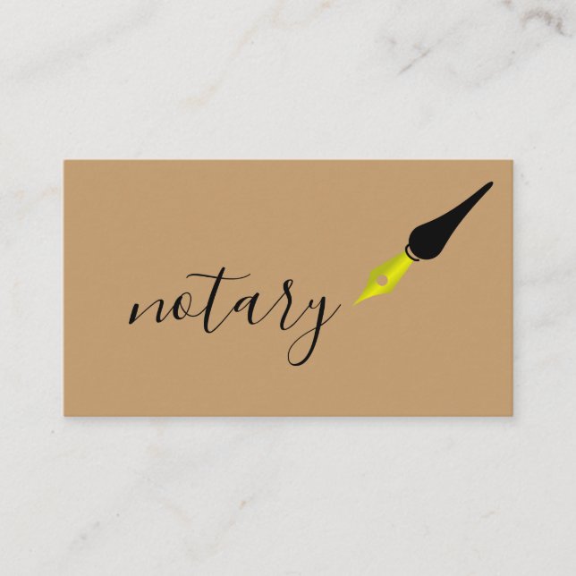Notary Agent Pen Logo Freelance Calligraphy Writer Business Card (Front)
