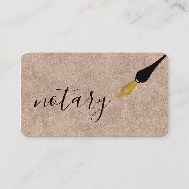 Notary Agent Pen Logo Freelance Calligraphy Writer Business Card (Front)