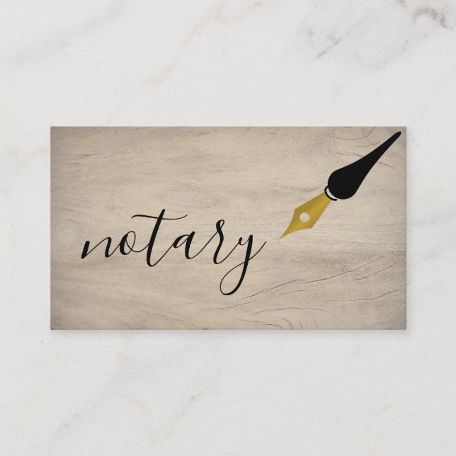 Notary Agent Pen Logo Freelance Calligraphy Writer Business Card (Front)