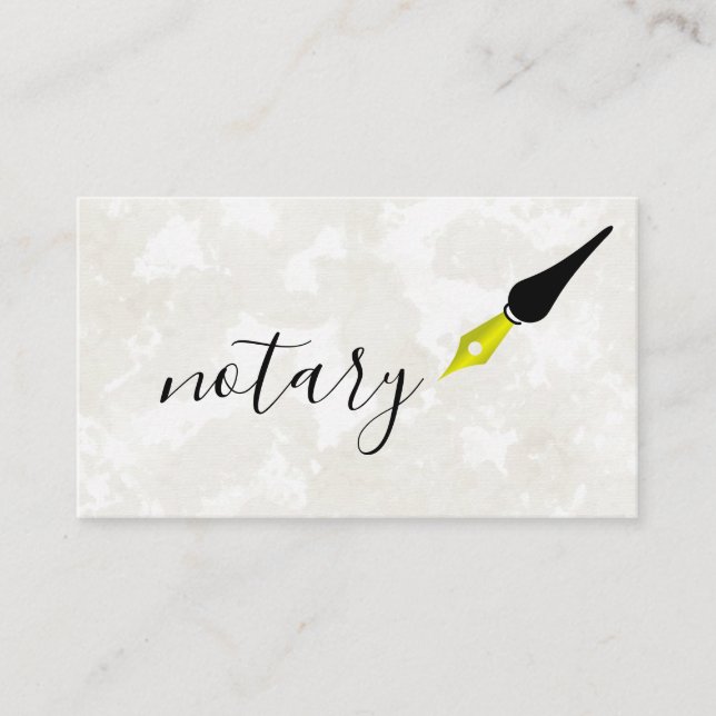 Notary Agent Pen Logo Freelance Calligraphy Writer Business Card (Front)