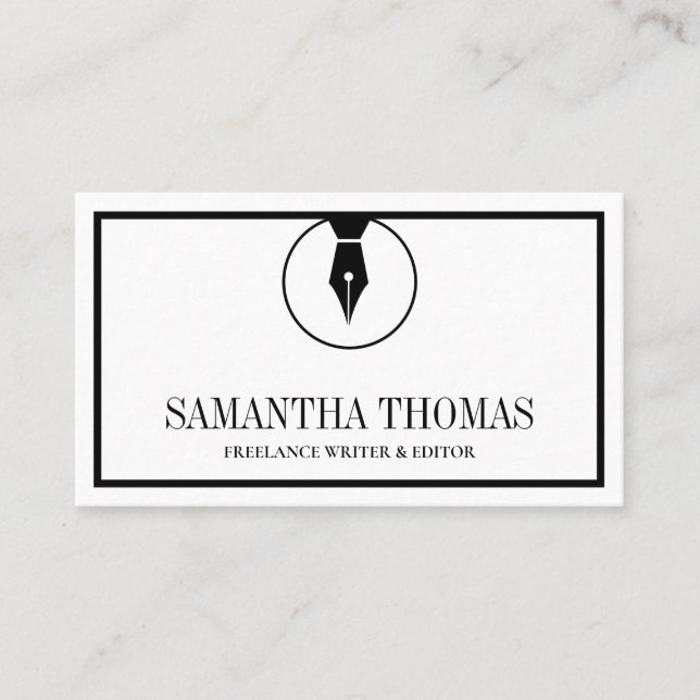 Notary Agent Pen Logo Freelance Calligraphy Writer Business Card (Front)
