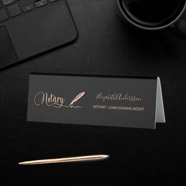 Notary black rose gold elegant name office (Creator Uploaded)