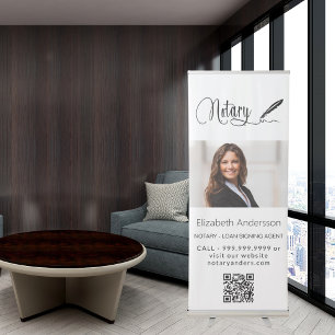 Notary black white photo welcome QR-code Retractable Banner