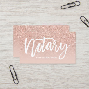 Notary broker elegant typography blush rose gold business card