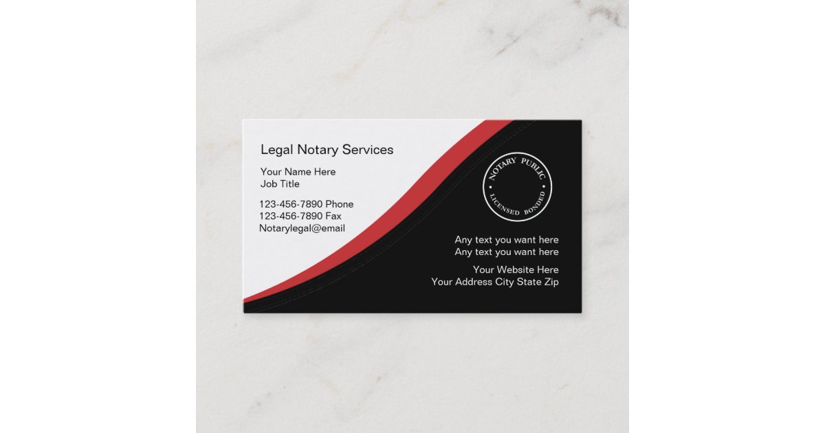 Notary Business Card Template Zazzle co uk