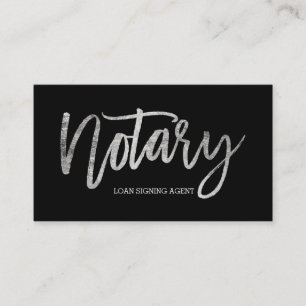 Notary chic silver professional typography black business card