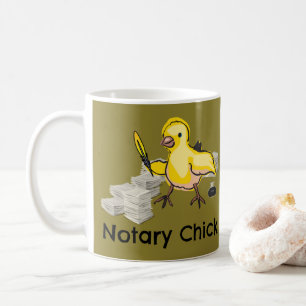 Notary Chick Yellow Feather Quill and Documents Coffee Mug