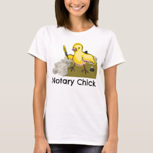 Notary Chick Yellow Feather Quill and Documents T-Shirt
