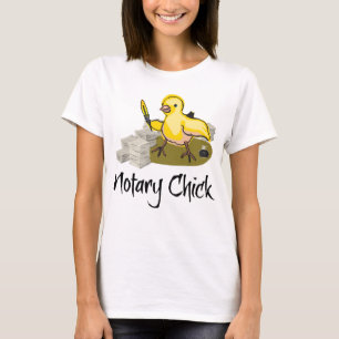 Notary Chick Yellow Feather Quill and Documents T-Shirt
