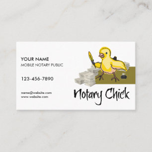 Notary Chick Yellow Feather Quill Customised Business Card