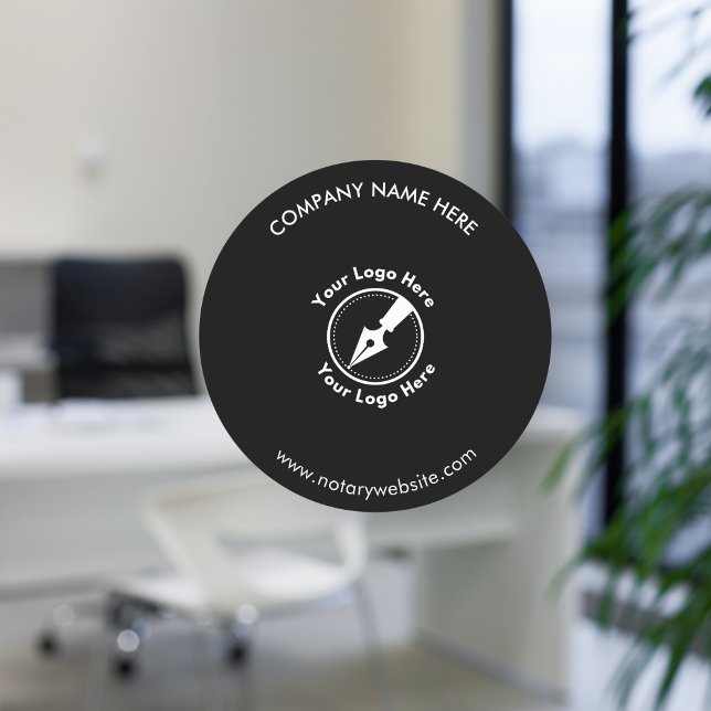 Notary Company Logo Business Website Modern Black Classic Round Sticker (Creator Uploaded)