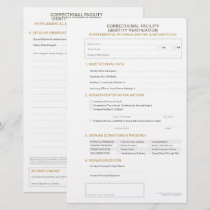 Notary Correctional Identity Verification Sheet Stationery