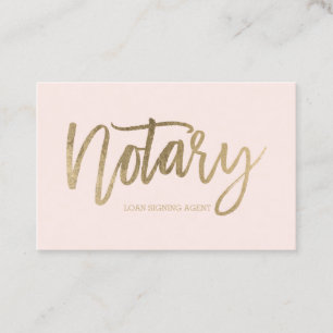 Notary elegant chic gold typography blush business card