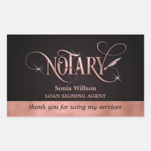 Notary elegant rose gold loan signing Thank You Bu Rectangular Sticker