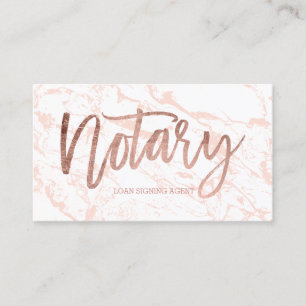 Notary elegant rose gold typography blush marble business card