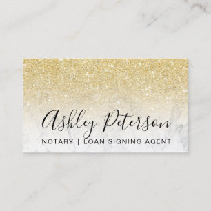 Notary elegant typography marble chic gold glitter business card