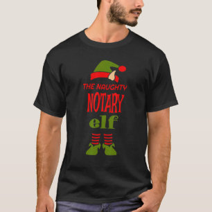 Notary Elf Naughty Christmas Matching Pajama Party T-Shirt