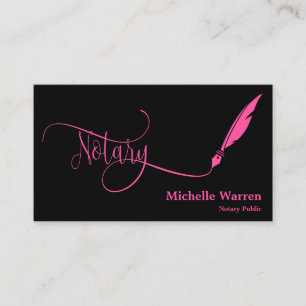 notary feather pen loan signing turquoise business card