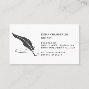 Notary Feather Quill Nib Business Card