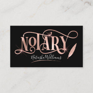 Notary Loan Agent Elegant Rose Gold & Black Business Card
