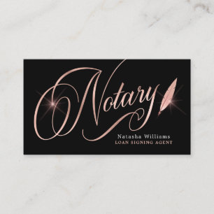 Notary Loan Agent Elegant Rose Gold & Black  Business Card