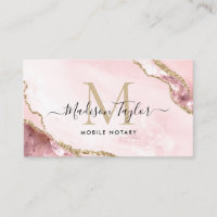 Notary Loan Agent Pink Gold Marble Agate Monogram