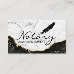 Notary Loan Signing Agent Black Gold Marble Agate Business Card