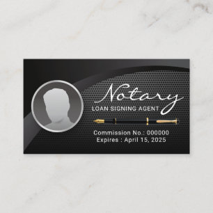 Notary Loan Signing Agent Black Metal Photo Business Card