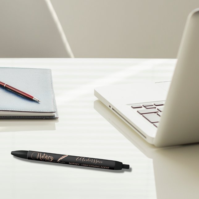 Notary loan signing agent black rose gold black ink pen (Creator Uploaded)