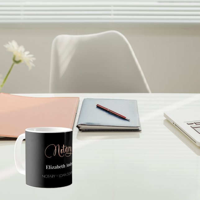Notary loan signing agent black rose gold coffee mug (Creator Uploaded)