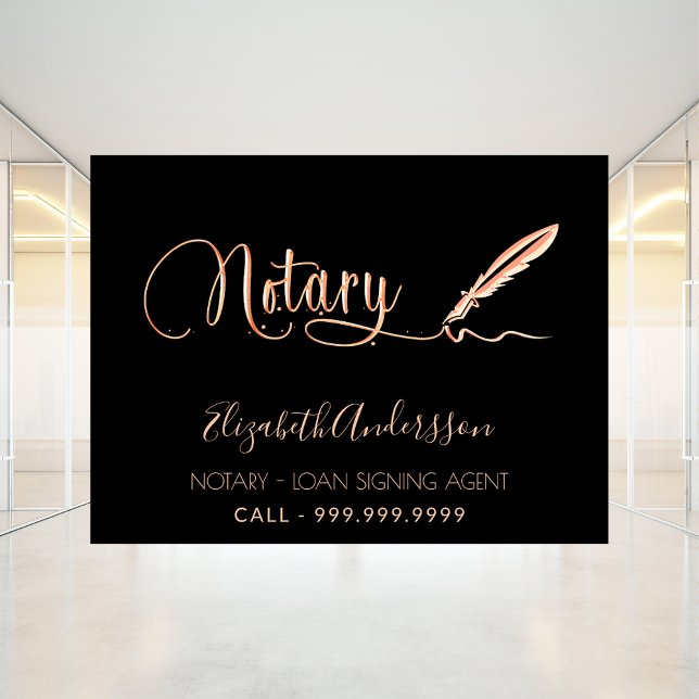 Notary loan signing agent black rose gold window cling (Creator Uploaded)